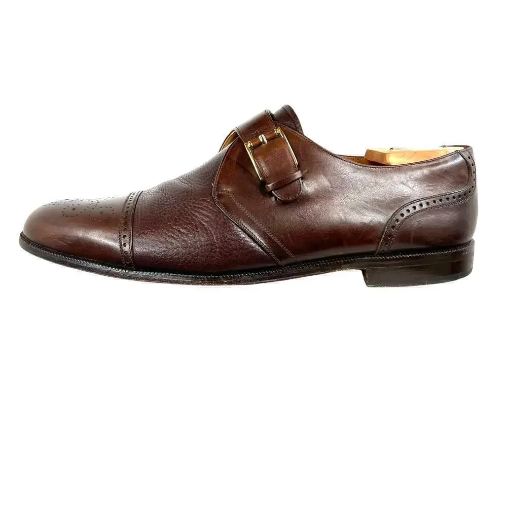 MEZLAN ATHENS Brown Leather Oxford Monk Strap Dress Shoes Men's 10.5 M